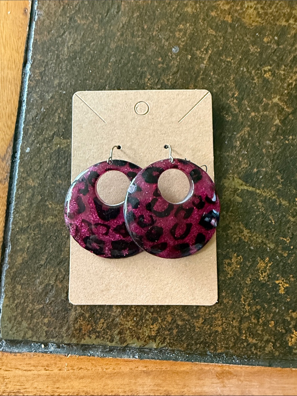 Fuchsia Leopard Print Hoop Earrings